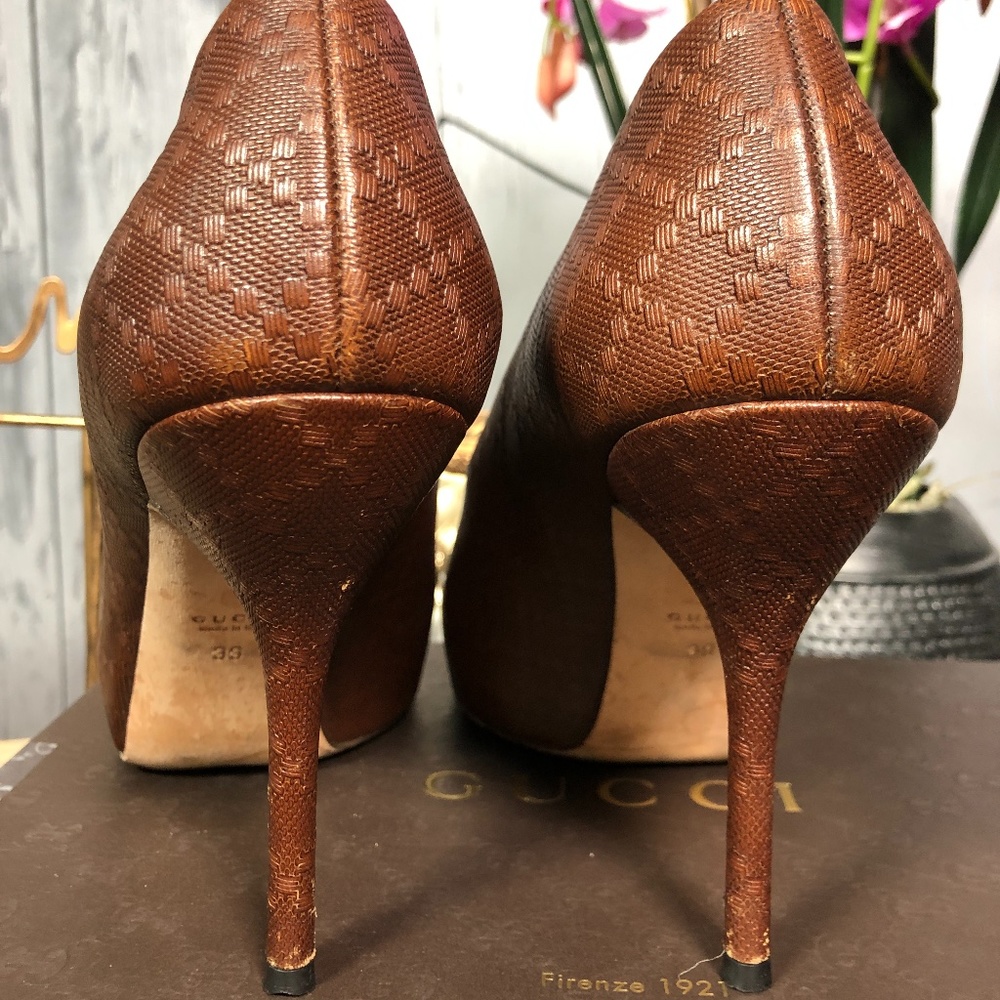 Gucci Sofia Brown Soft Diamante Platform Pumps - image 3